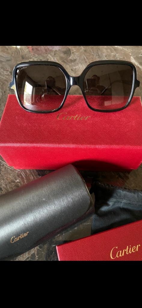 Cartier zonnebril C Decor Square CT0219S, Ophalen, Zwart, Zonnebril, Overige merken