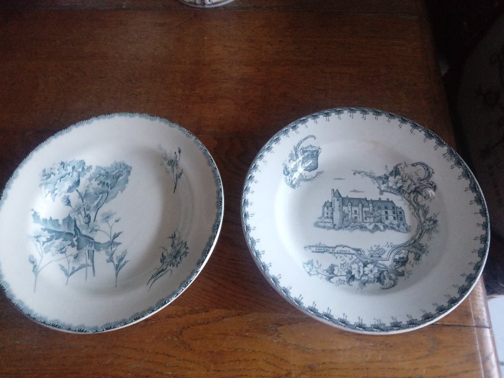 Te koop 2 diepe antieke Franse aardewerken borden Bieden, Antiek en Kunst, Ophalen of Verzenden