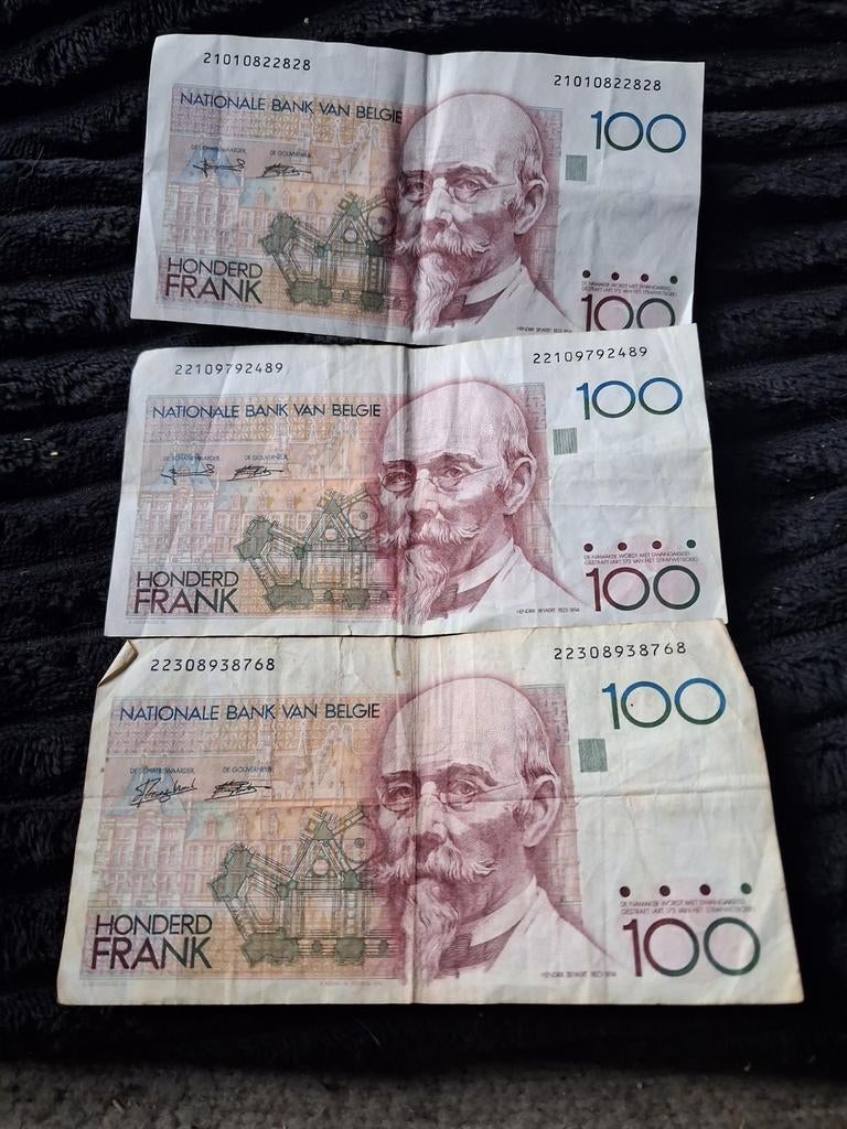3x 100 cent franc België, Postzegels en Munten, Ophalen of Verzenden, Overige landen