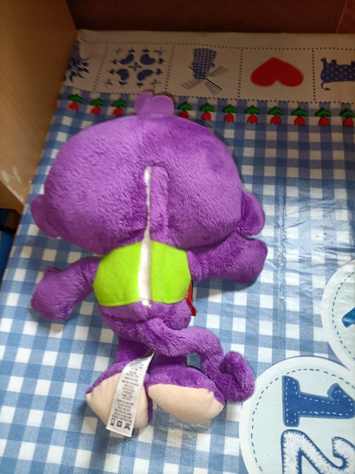 Paarse aap knuffel met pratend en zingend 27 cm, Ophalen of Verzenden, Zo goed als nieuw, Overige typen