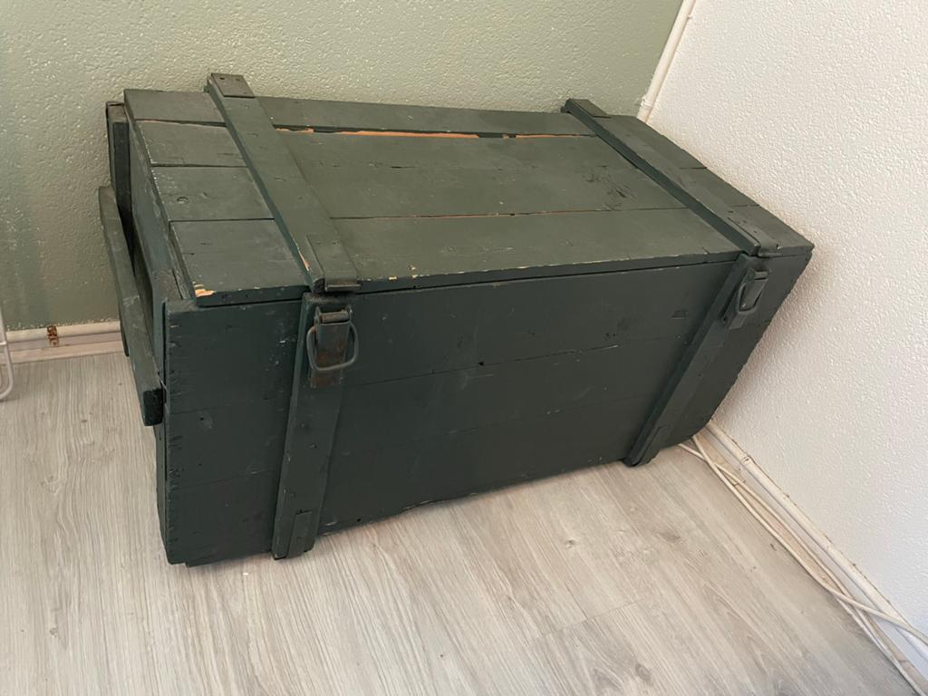 Groene houten kist, Huis en Inrichting, Woonaccessoires | Kisten, Ophalen, Zo goed als nieuw, 50 tot 100 cm, Minder dan 50 cm
