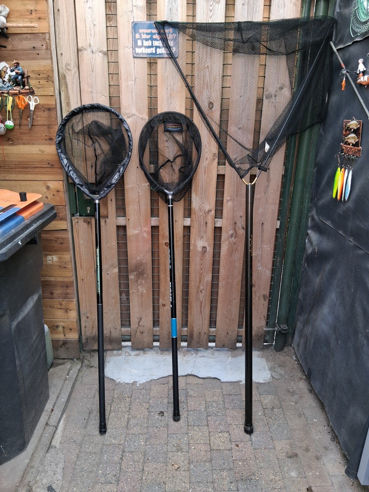 3 Schepnetten met steel, Ophalen of Verzenden, Net of Fuik