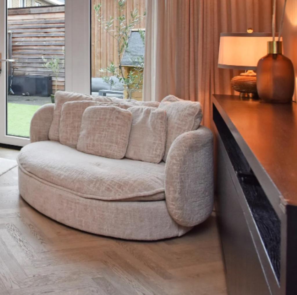 Luxe ronde fauteuil, Odessa (model van Haco), Ophalen, Gebruikt, 125 tot 150 cm, 125 cm of meer