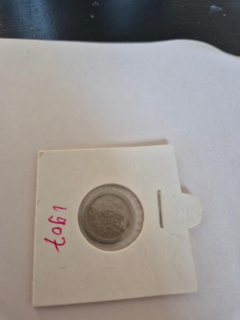 Te koop 5 cent 1907 Wilhelmina, Postzegels en Munten, Munten | Nederland, Ophalen, Koningin Wilhelmina, 1 cent, Losse munt