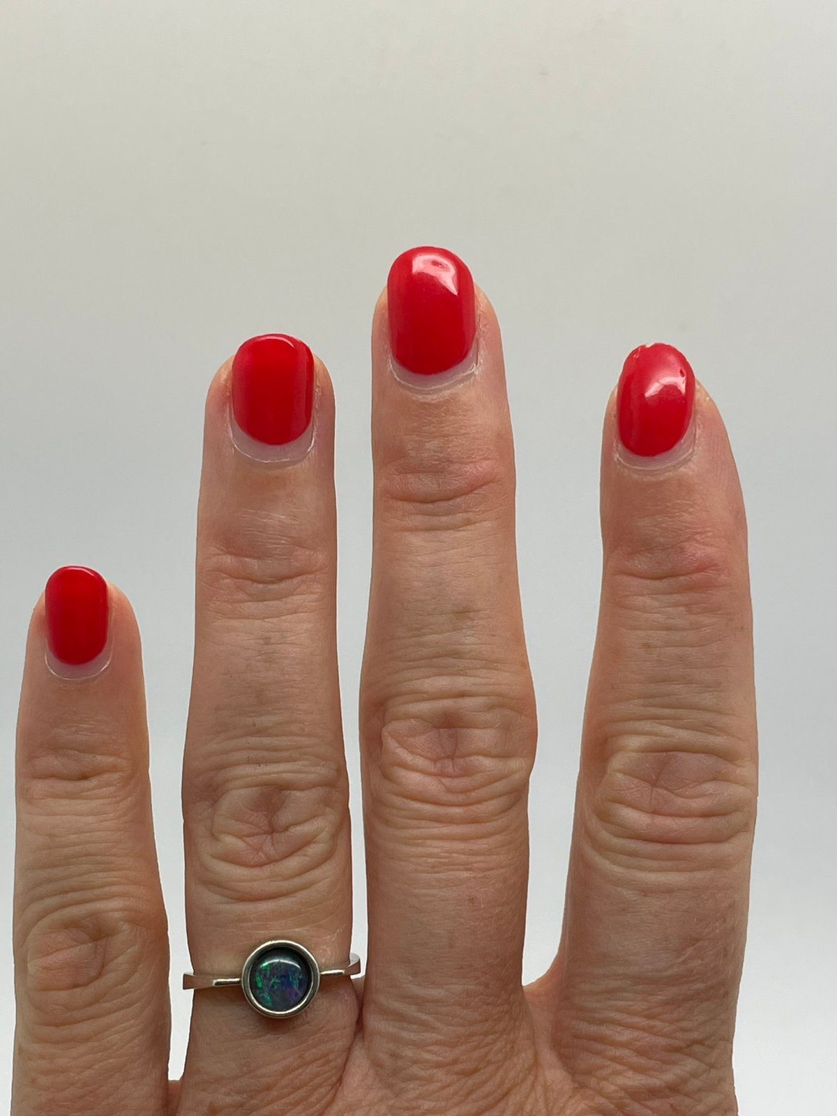 F258 Prachtige zilveren opaal ring (verstelbaar), Ophalen of Verzenden, Zilver, Ring, Met edelsteen
