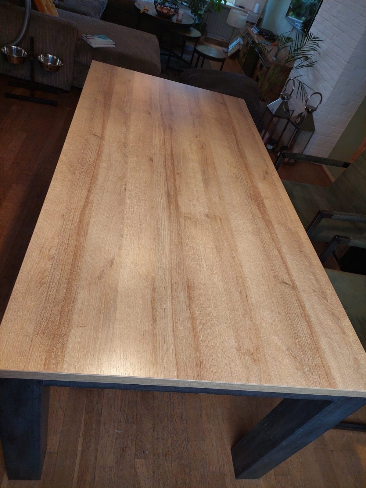 Mooie grote industriële eettafel, Ophalen of Verzenden, Gebruikt, Rechthoekig, 50 tot 100 cm