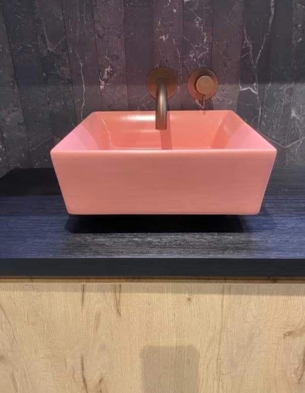 Waskom roze - vierkant & stijlvol! (38x13), Doe-het-zelf en Verbouw, Sanitair, Ophalen, Nieuw, Wastafel