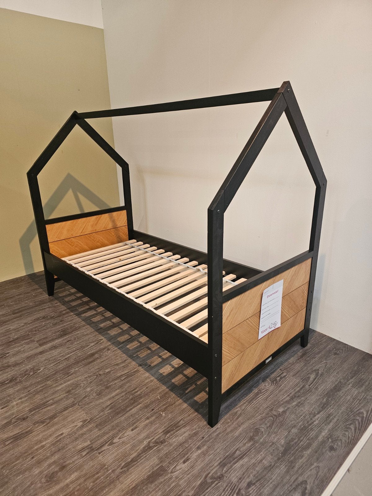 Bopita Job huisbed 90x200, Vintage Honey, Ophalen, 85 tot 100 cm, Zo goed als nieuw, Lattenbodem