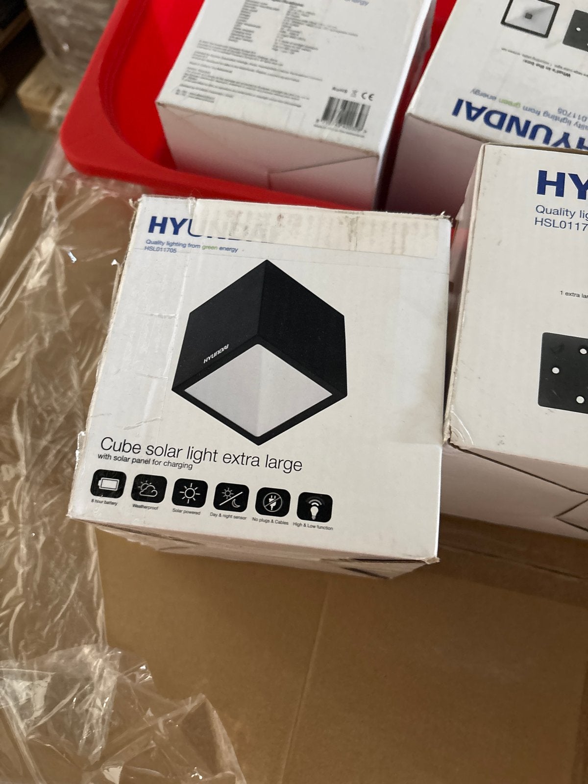 4x Hyundai Cube Solar Buitenlamp - Extra Groot, Ophalen, Zonne-energie, Kunststof, Wandlamp