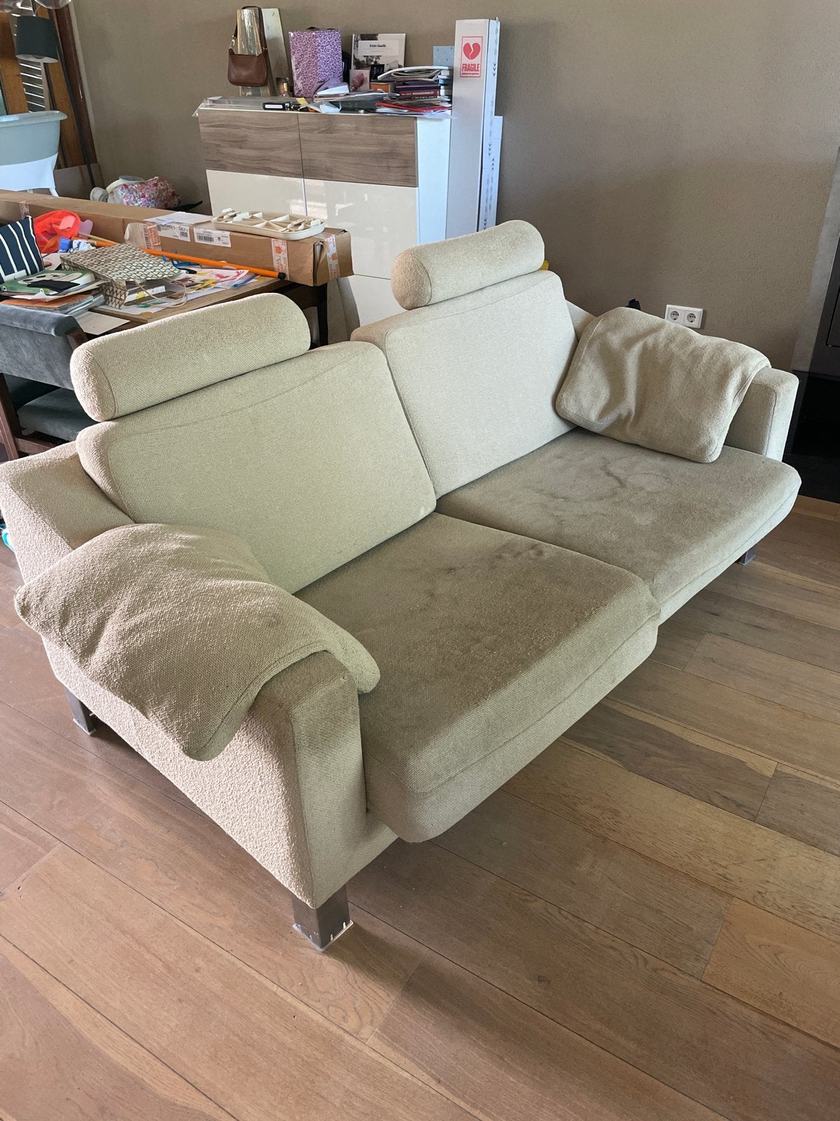 Leolux Antonia 2,5 zits bank - Bekleding versleten, Ophalen, Gebruikt, Driepersoons, Rechte bank
