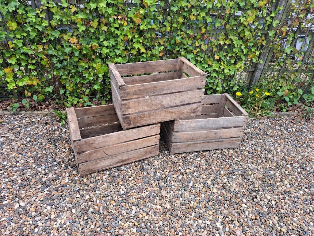 Set van 3 oude fruitkisten - Decoratief en functioneel, Ophalen, Minder dan 50 cm, Gebruikt, Minder dan 50 cm
