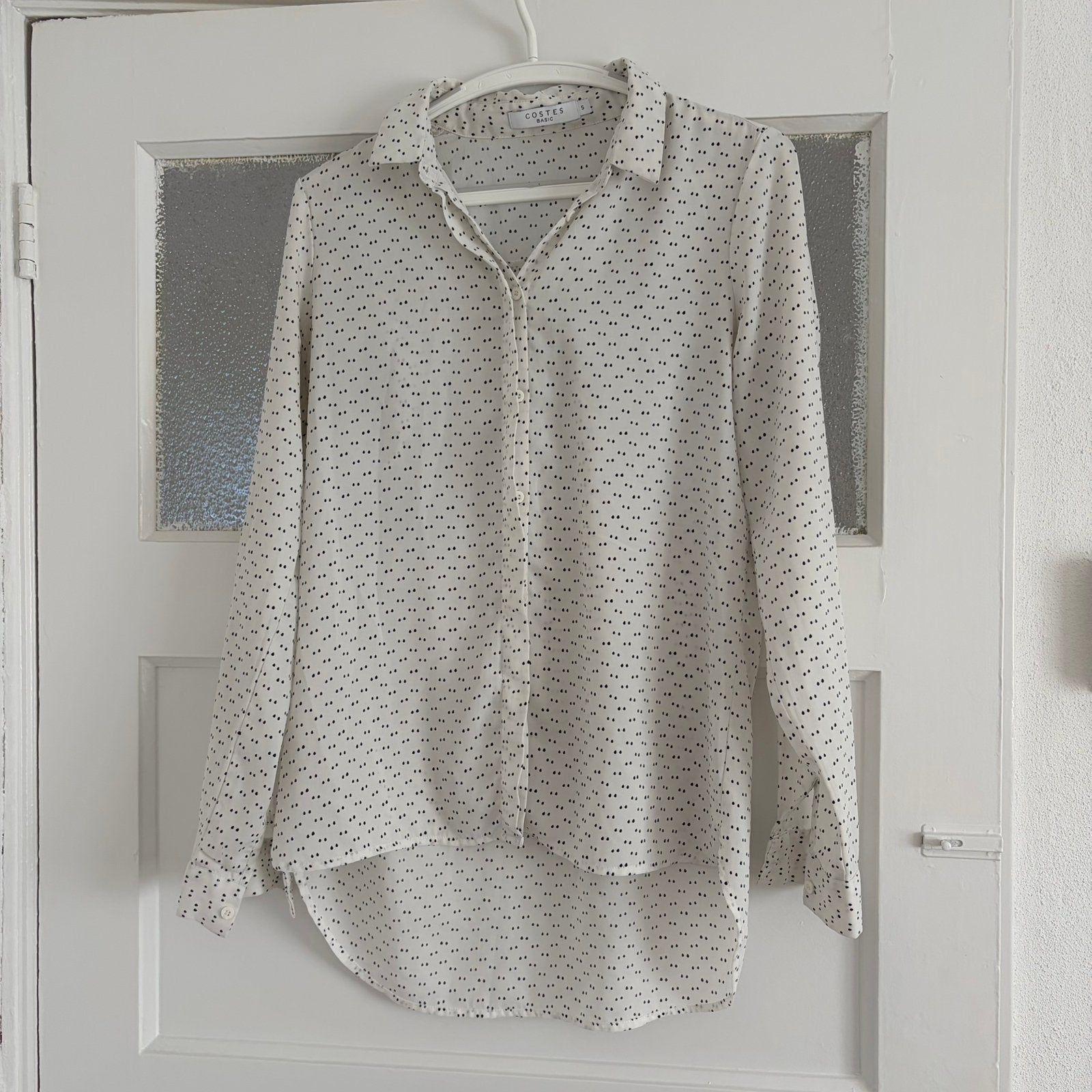 Costes - Witte Blouse met Zwarte Stippen - Maat S, Verzenden, Zo goed als nieuw, Maat 36 (S), Wit