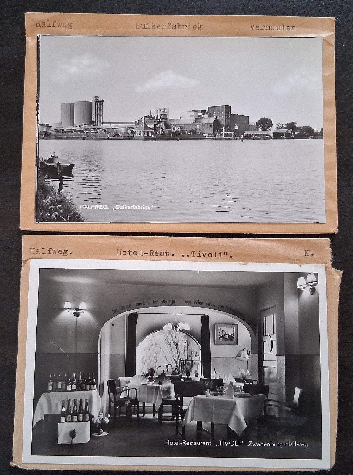 Halfweg, 5 x glasplaat JosPe, o.a. Tivoli en Suikerfabriek, Verzamelen, Ansichtkaarten | Nederland, Ongelopen, Noord-Holland, 1960 tot 1980