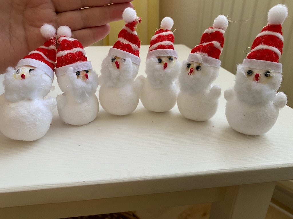 Vintage Kerst 6 sneeuwmannen, Ophalen of Verzenden, Zo goed als nieuw