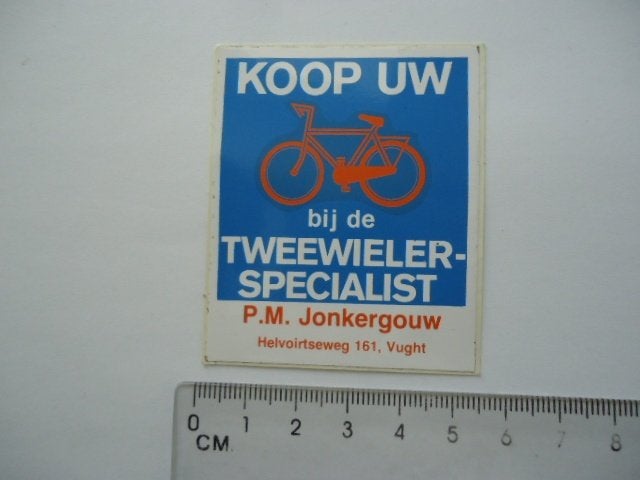 sticker oud Vught JONKERGOUW fiets racefiets brommer, Verzenden, Zo goed als nieuw, Bedrijf of Vereniging