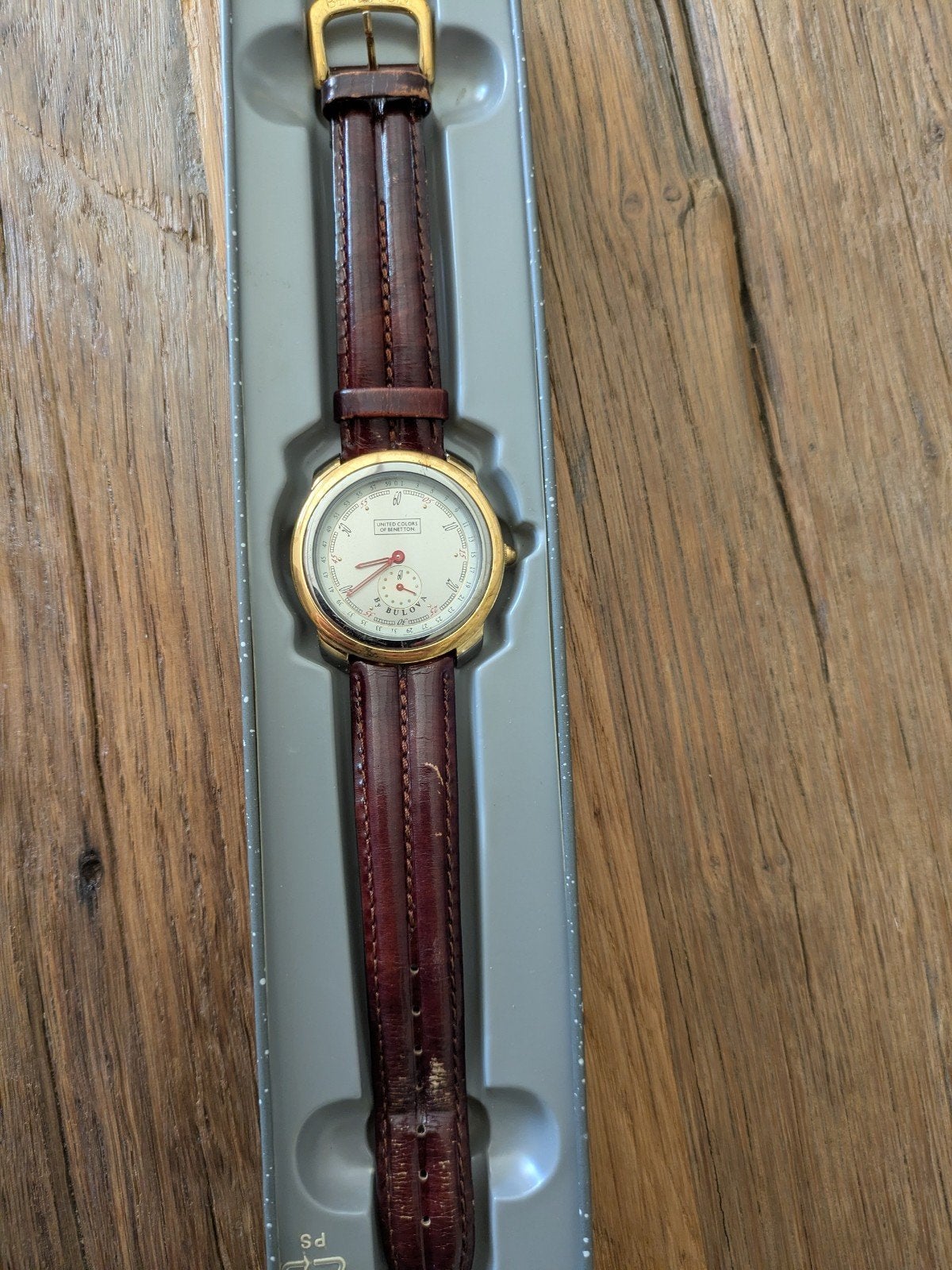 United Colors of Benetton Bulova horloge, Ophalen of Verzenden, Gebruikt, Leer, Overige merken