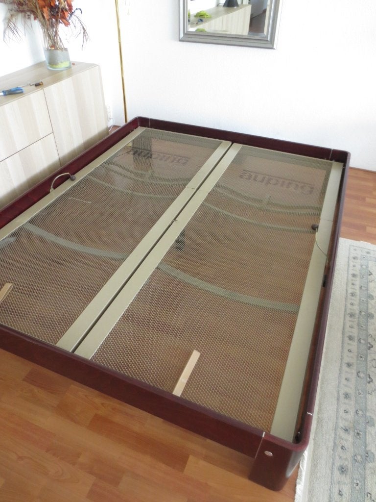 Auping bed ombouw inclusief Auping verstelbare bedspiralen, Ophalen, Gebruikt, Bruin, Tweepersoons