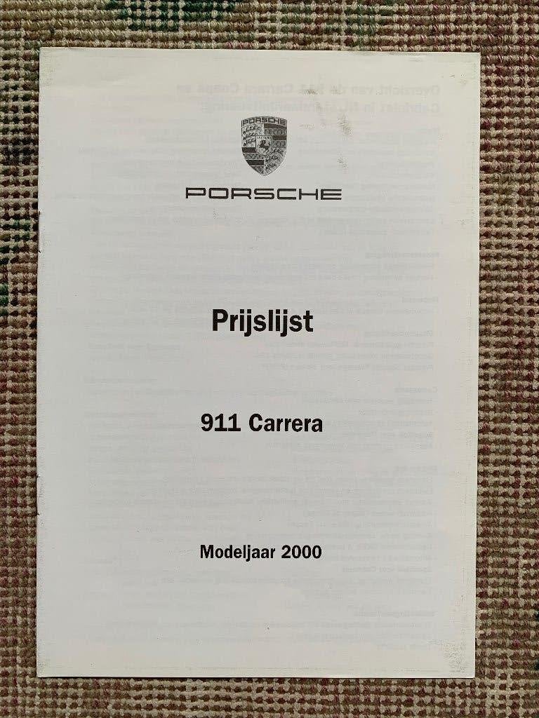 Nederlandse prijslijst Porsche 911 Carrera 996 1999 zgan, Porsche, Ophalen of Verzenden, Zo goed als nieuw, Porsche