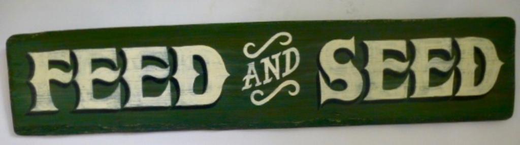 Handgeschilderde houten bord Feed and Seed / lente / tuin, Verzamelen, Merken en Reclamevoorwerpen, Zo goed als nieuw, Reclamebord