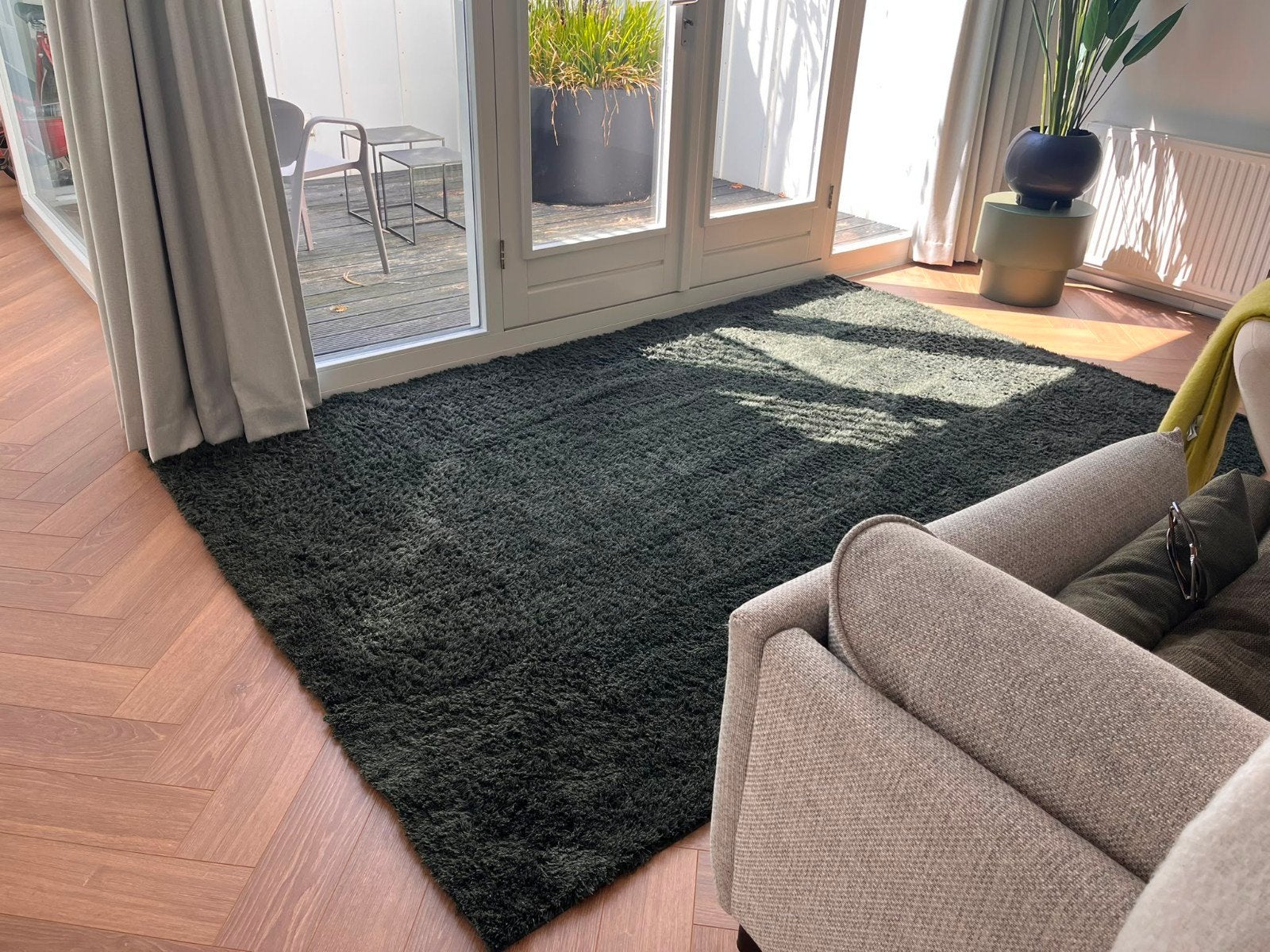 Stoense vloerkleed, laagpolig, groen, 200x300 cm, 200 cm of meer, Ophalen of Verzenden, Zo goed als nieuw, 200 cm of meer