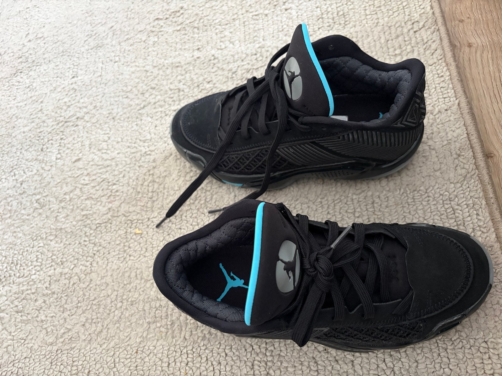 Jordan basketbalschoenen - Zwart met blauwe accenten, Ophalen of Verzenden, Gebruikt, Schoenen