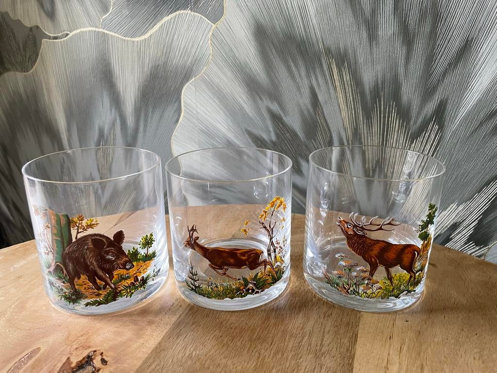 6 Nieuwe Whiskyglazen met Wildmotieven - Jachtthema, Ophalen