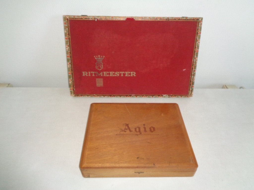 2 Houten sigaren kisten.Ritmeester en Agio., Verzamelen, Rookartikelen, Aanstekers en Luciferdoosjes, Ophalen of Verzenden, Gebruikt