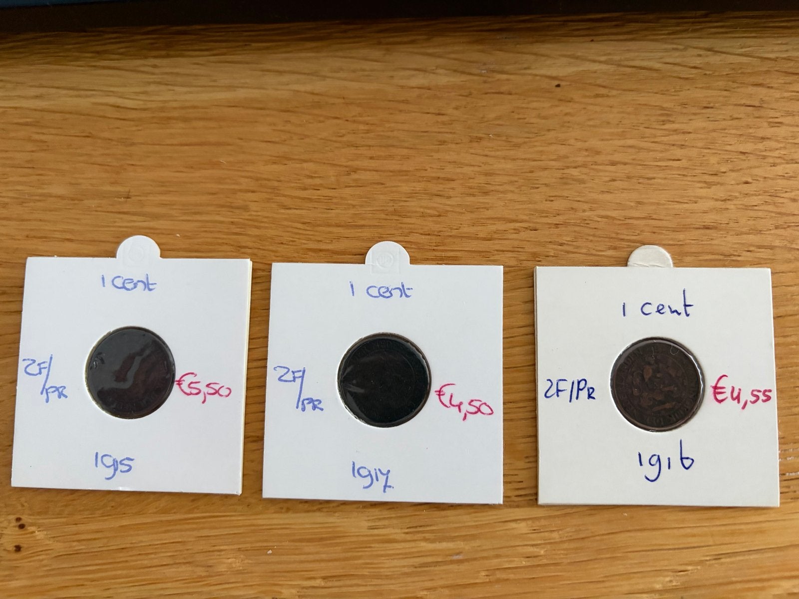 Set van 3 Nederlandse 1 cent munten (1915, 1917, 1916), Ophalen of Verzenden, Koningin Wilhelmina, 1 cent, Setje