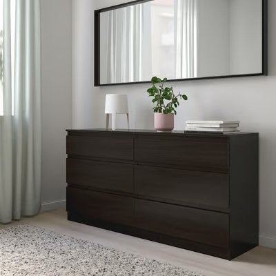 IKEA KULLEN 6-Drawer Chest – Black-Brown, Ophalen, 100 tot 150 cm, 5 laden of meer, Zo goed als nieuw