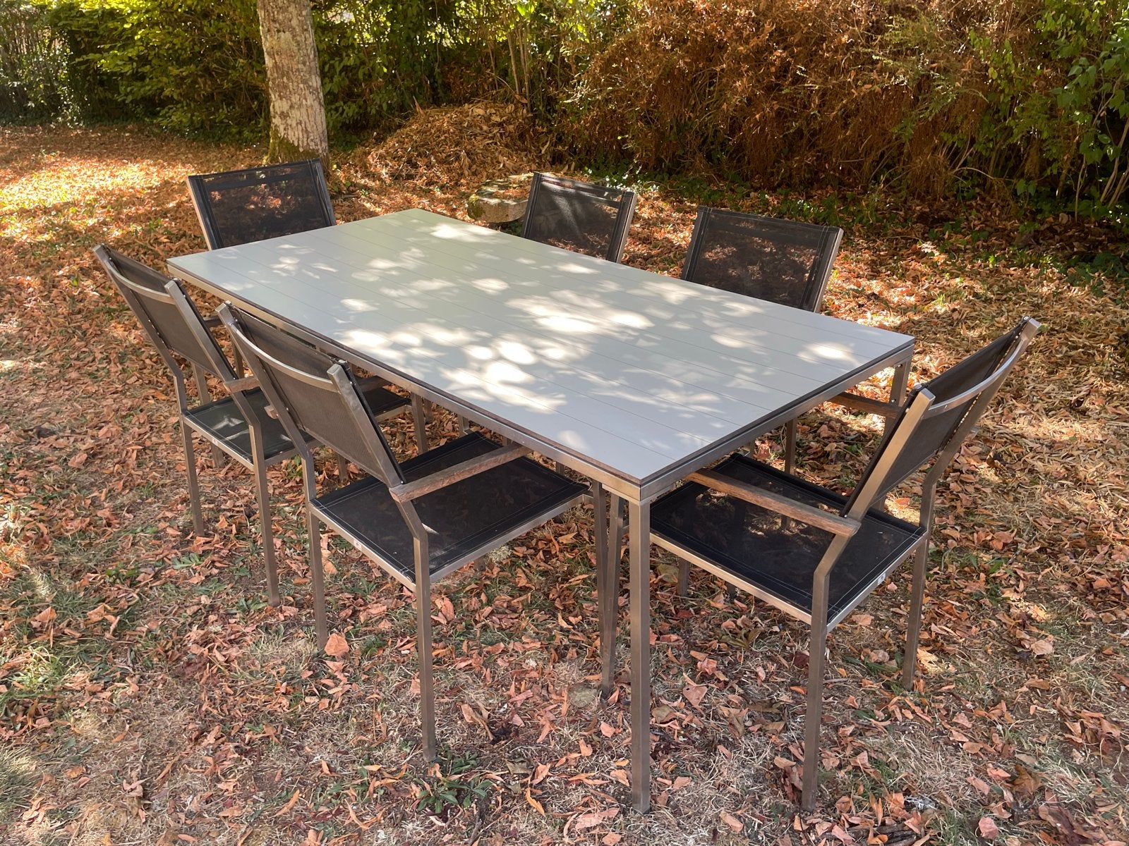 Viteo Tuinset met 6 stoelen - RVS en Textileen, Tuin en Terras, Gebruikt, Eettafel, 6 zitplaatsen, Ophalen of Verzenden