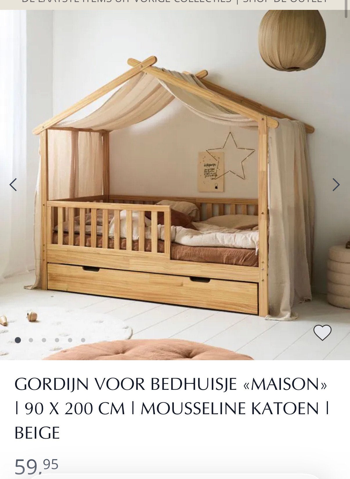 Grodijn voor bedhuisje/bed hemel 90x200, Ophalen of Verzenden, Nieuw, 180 cm of meer, 85 tot 100 cm