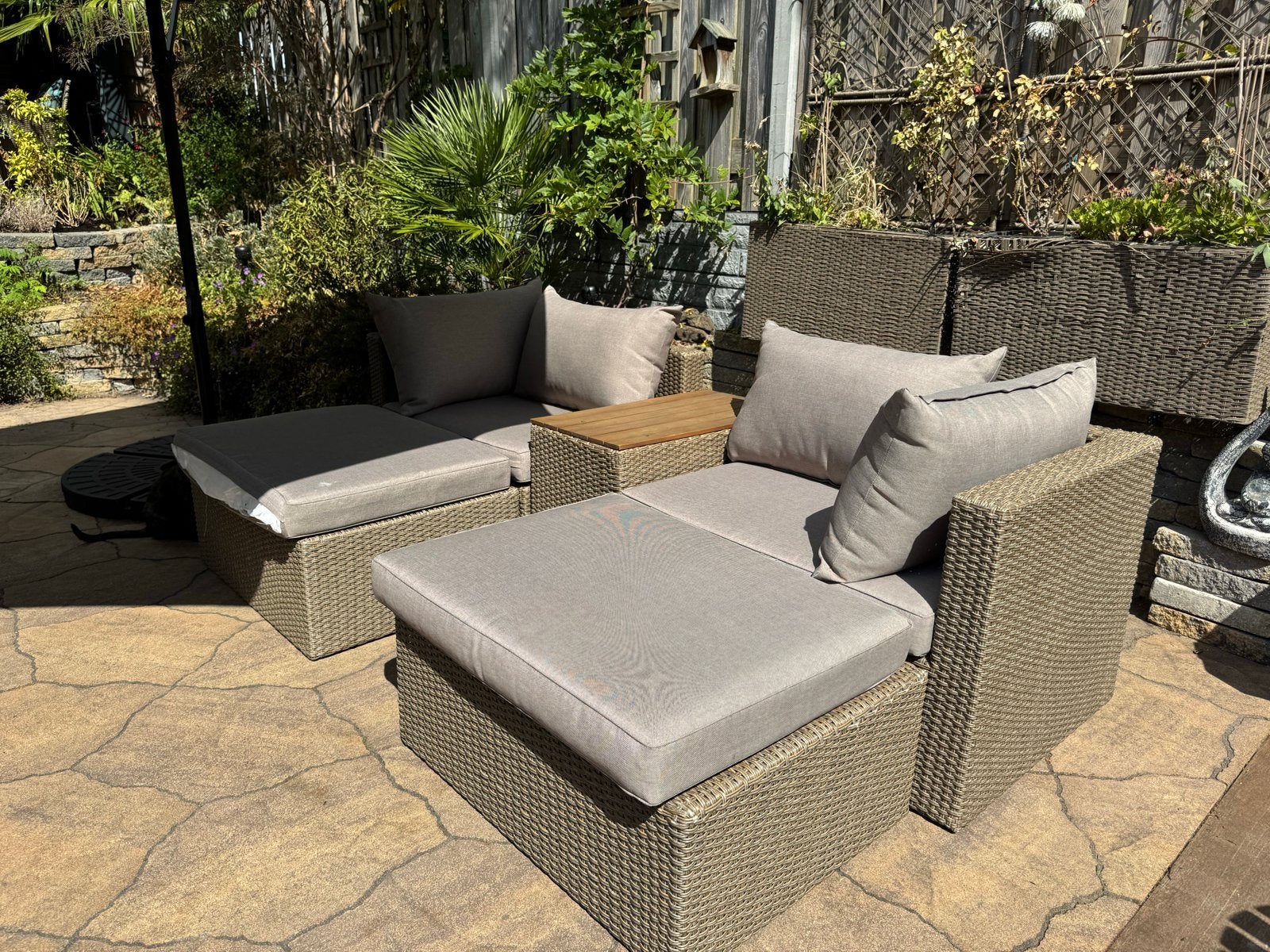 Jysk Lounge set tuin beige - 5 losse onderdelen, Ophalen, 4 zitplaatsen, Gebruikt, Loungeset