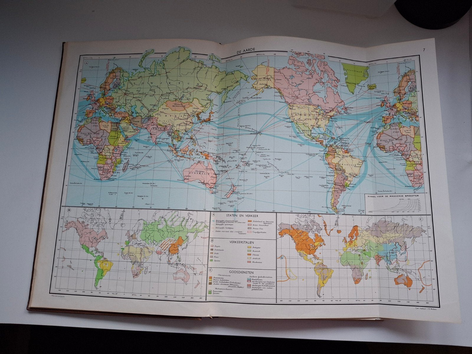 Bos-Niermeyer Schoolatlas der Gehele Aarde 1959, Gelezen, Bosatlas, Ophalen of Verzenden, 1800 tot 2000