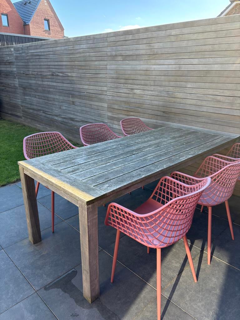 Rough-s dining tuintafel Kees Smit - old teak greywash, Ophalen, Gebruikt, Rechthoekig, Teakhout