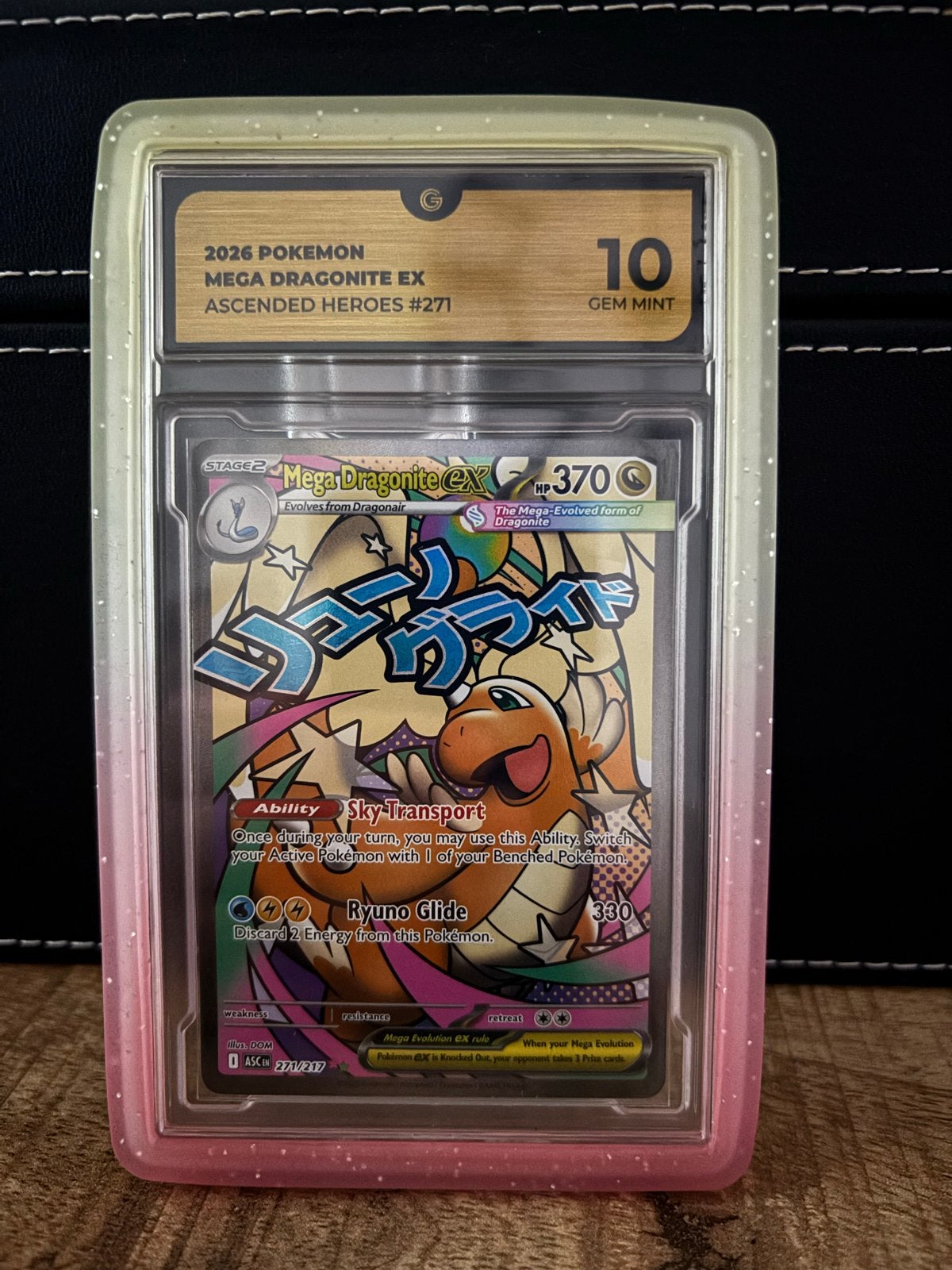 Mega Dragonite EX Pokémon Kaart - Global Grading 10, Ophalen of Verzenden, Zo goed als nieuw, Losse kaart