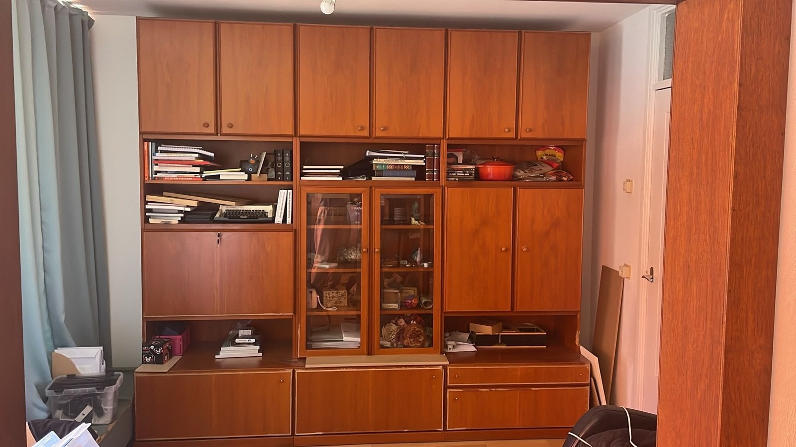 Vintage Kersenhout Wandmeubel Modulair - Opknapper, Ophalen, Gebruikt, 200 cm of meer, 50 tot 75 cm