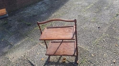 Vintage inklapbaar theetafeltje met bewerkte pootjes, Ophalen of Verzenden