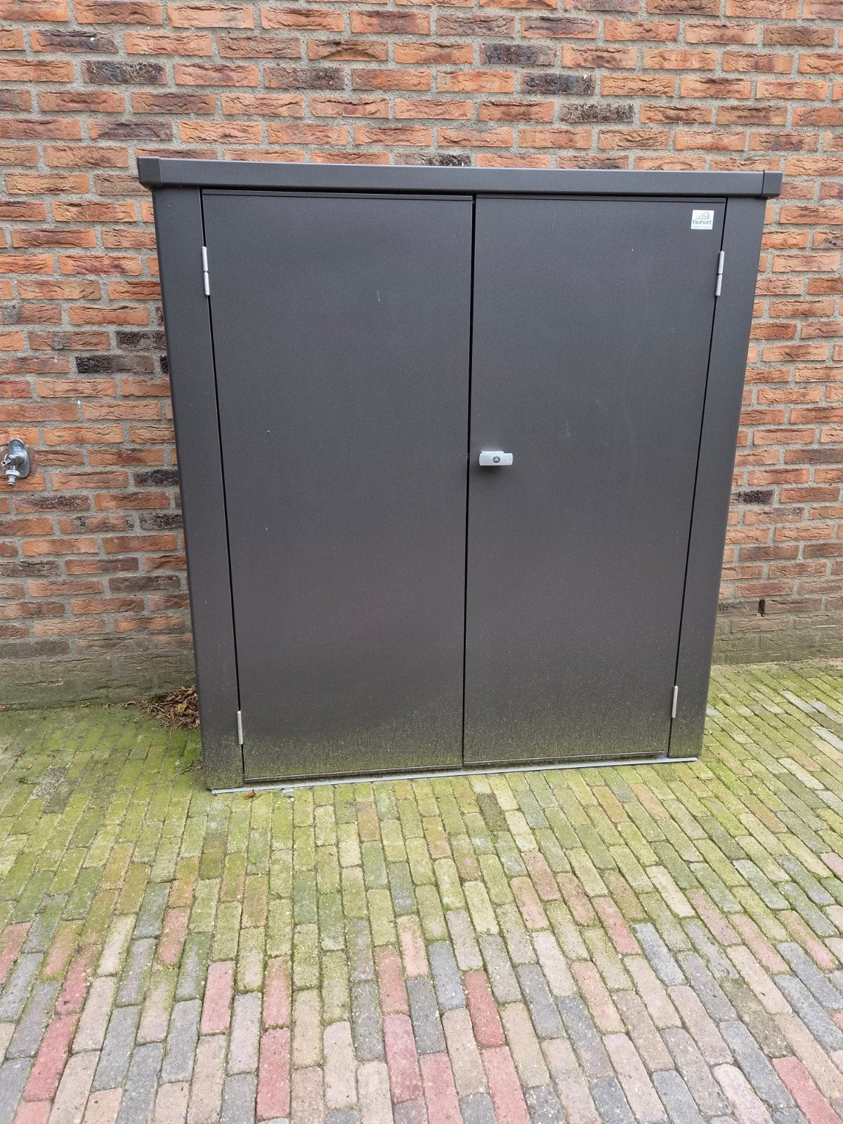 Biohort Terraskast Romeo Kwarts Grijs Metallic 140x57cm, Ophalen, Nieuw, Metaal, Overige typen