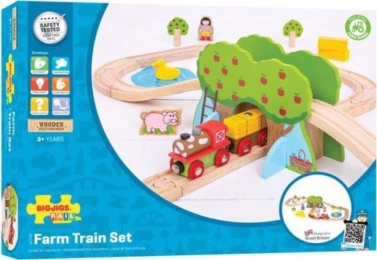 Bigjigs Rail Boerderij Treinset - Houten Speelgoed, Kinderen en Baby's, Speelgoed | Houten speelgoed, Ophalen, Zo goed als nieuw