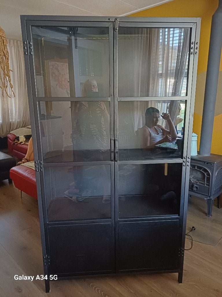 Vitrine kast, Huis en Inrichting, Kasten | Vitrinekasten, Ophalen, Met deur(en), 50 tot 100 cm, Zo goed als nieuw