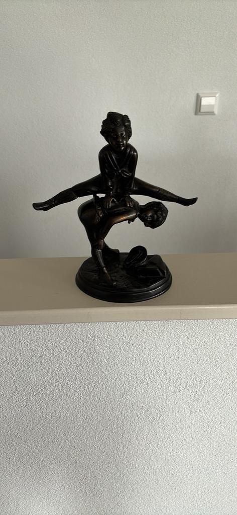 Bronzen beeldje haasje over, Ophalen of Verzenden
