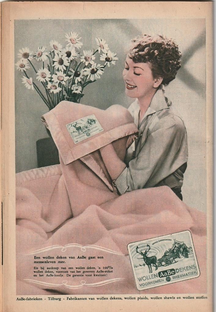 Retro reclame 1952 AaBe wollen deken gaat 'n leven mee, Verzamelen, Verzenden, Overige typen