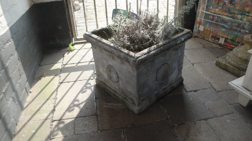 vierkanten bloempot tuinpot, Rond, Ophalen of Verzenden, Zo goed als nieuw, Beton