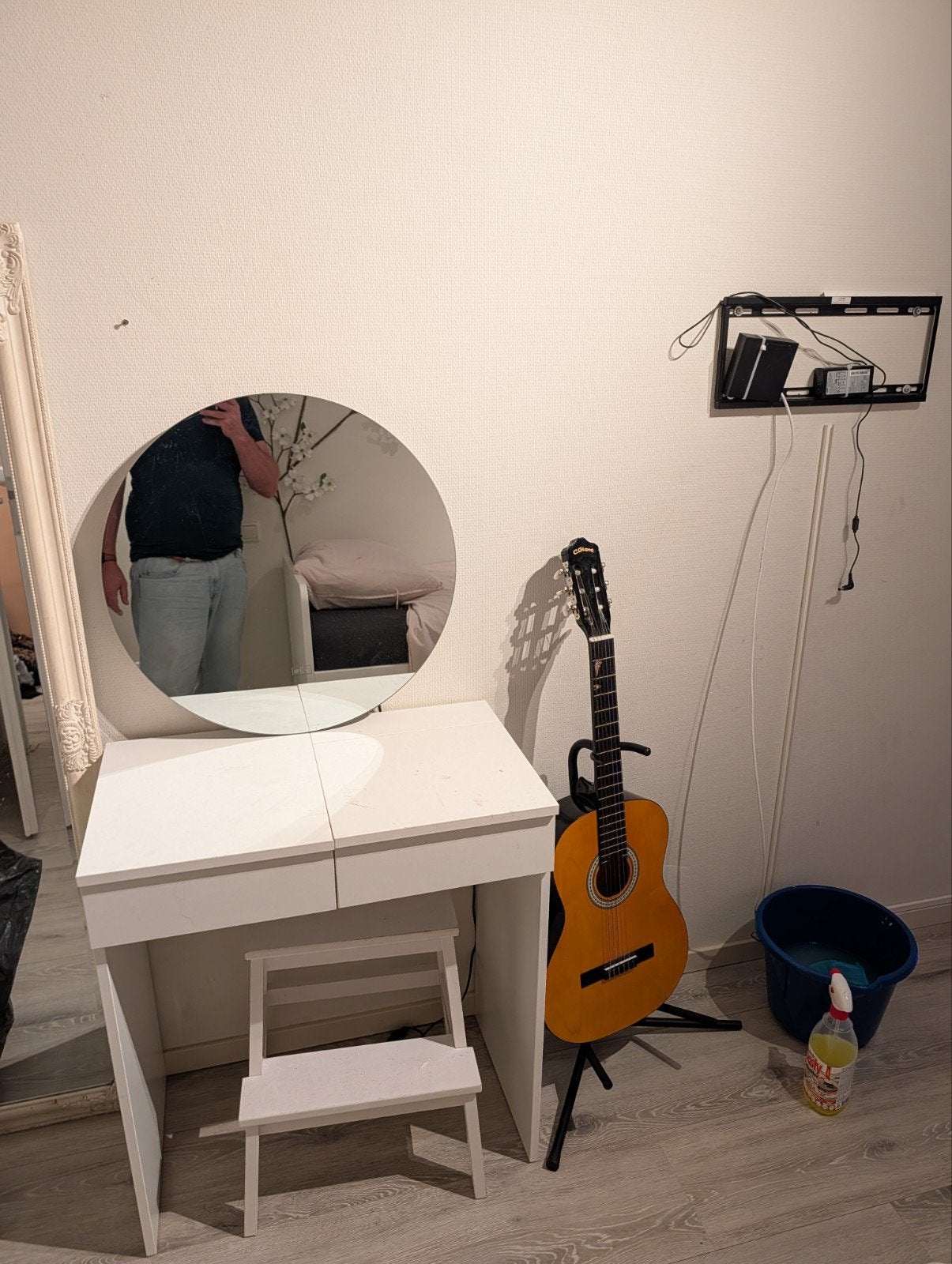 Kaptafel met spiegel (incl. verlichting) en krukje, Ophalen, Minder dan 50 cm, Gebruikt, Minder dan 100 cm