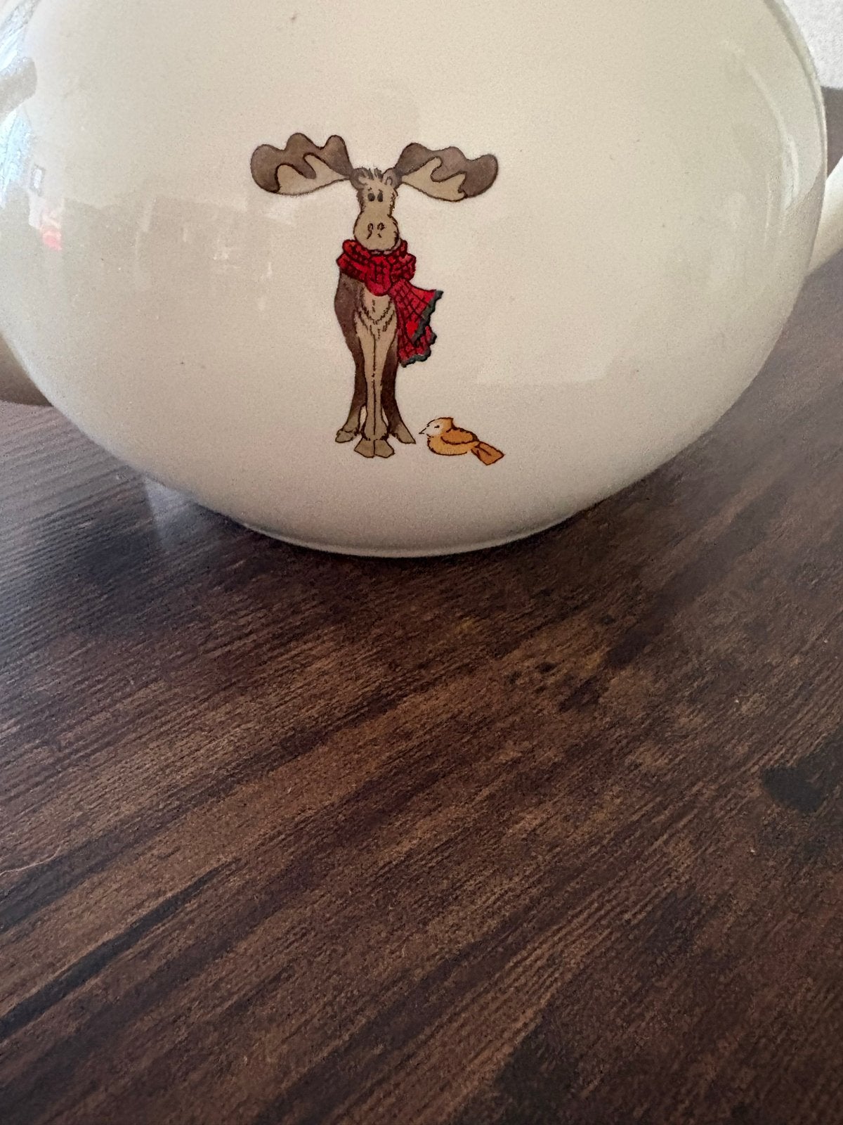 Theepot met rendier kerstdecoratie, Theepot/fluitketel, Gebruikt, Ophalen of Verzenden, Steen/keramiek
