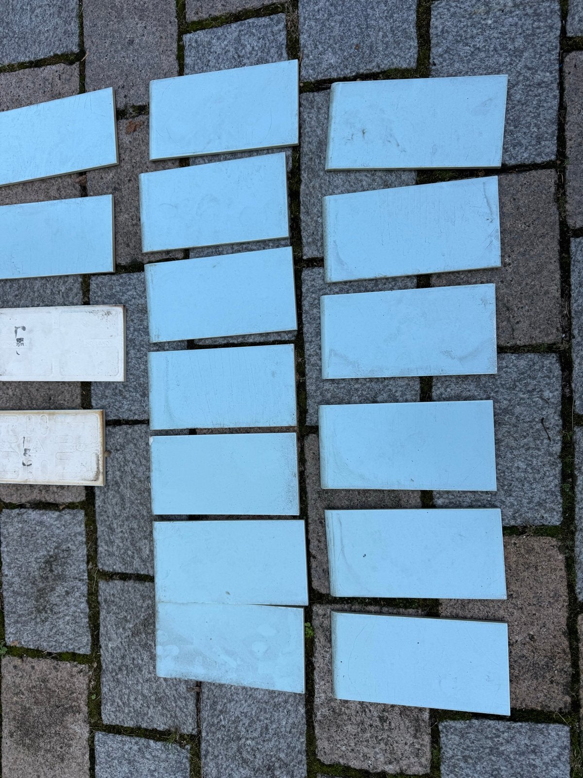 Mosa Holland lichtblauwe wandtegels, 17 stuks, Ophalen, Gebruikt, Minder dan 20 cm, 20 tot 40 cm