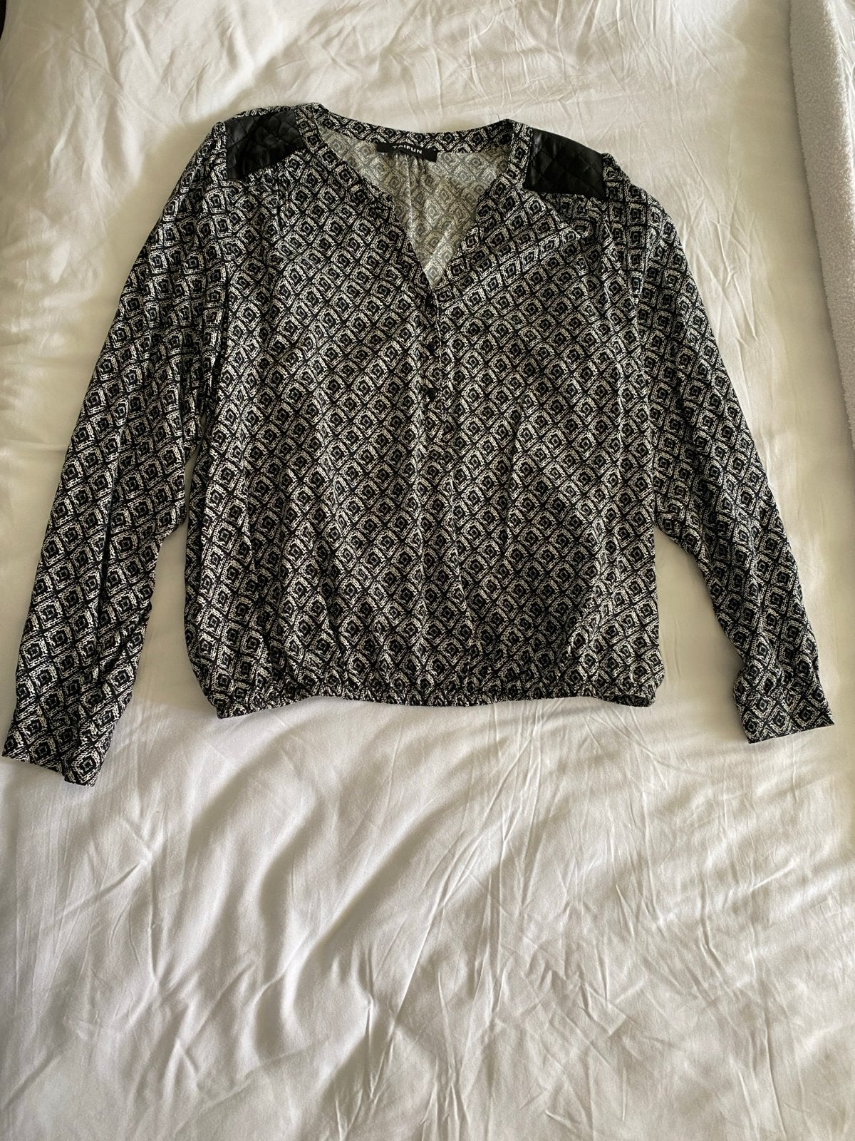 Taifun Blouse met print en leren details, Kleding | Dames, Blouses en Tunieken, Ophalen of Verzenden, Gedragen, Maat 42/44 (L)