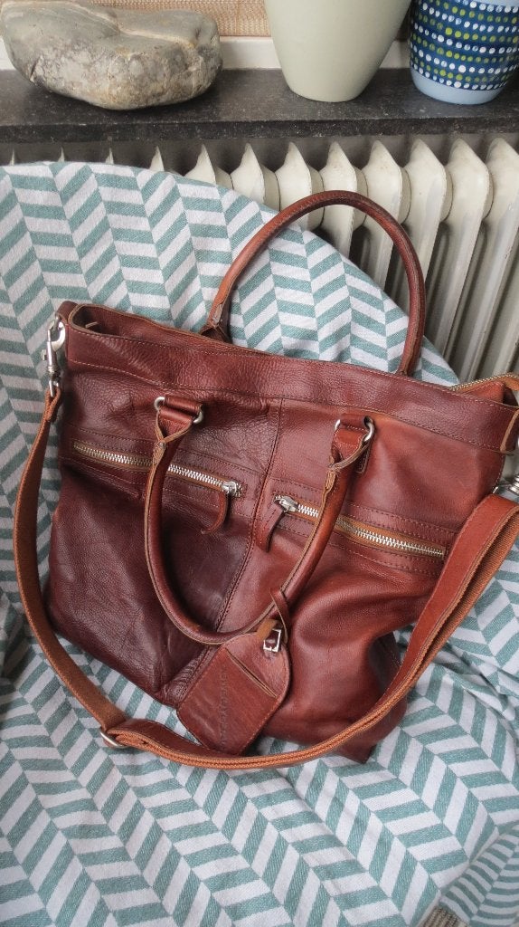 Cowboysbag, 45x36x11cm leren tas, schooltas, 1388 Huntley, Overige merken, Bruin, Verzenden, Zo goed als nieuw