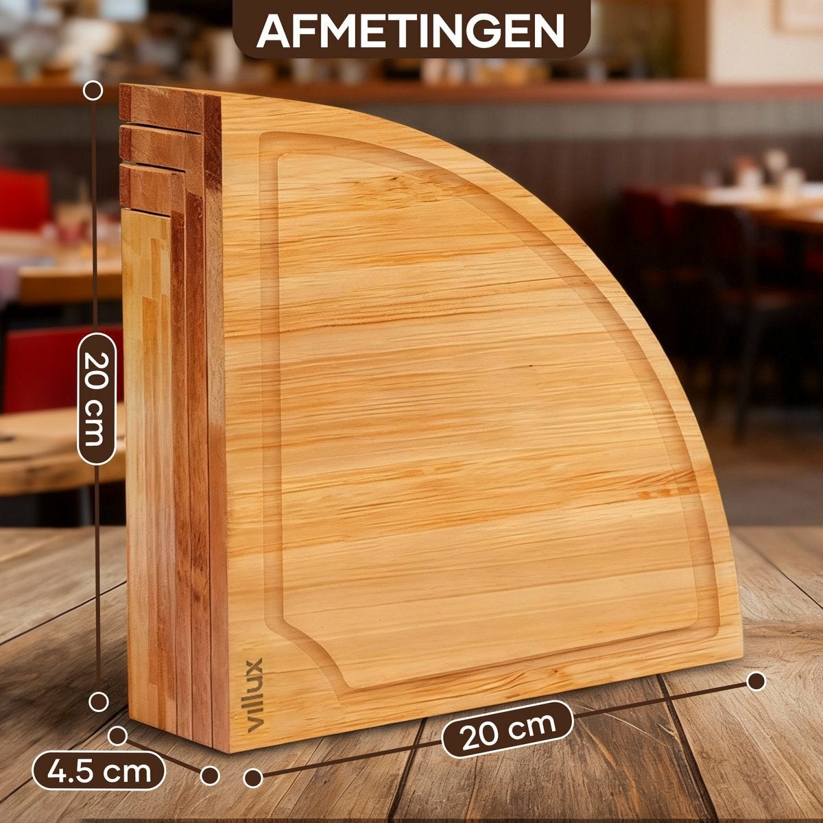 Villux Bamboe Tapasplank Rond - 38 cm met 4 Vorkjes, Huis en Inrichting, Hout, Snij-/serveerplank, Nieuw, Ophalen of Verzenden