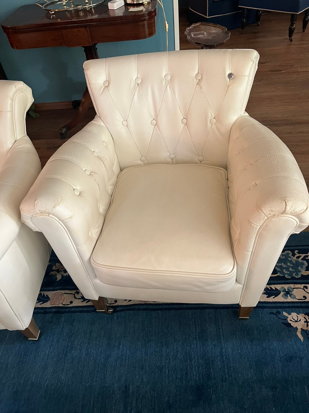 Riviera maison fauteuil, Huis en Inrichting, Fauteuils, Ophalen, Gebruikt, 50 tot 75 cm, Leer